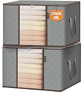 BALEINE 2 Pack Clothes Storage Bags, 24 Gallon Storage Containers with Reinforced Handle Sturdy Z...