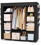BrFoYu Portable Closet for Hanging Clothes 57.3 Inch Large Capacity Wardrobe Closet with Cover, 8...