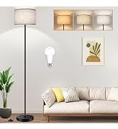 TOBUSA Floor Lamp for Living Room Bedroom with 3CCT LED Bulb, Modern Standing Lamp Drum Shade, 65...