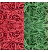 Jremreo 8 oz / 250g Christmas Grass Basket Filler Bulk, Red Green Crinkle Cut Paper Shred Fillers...