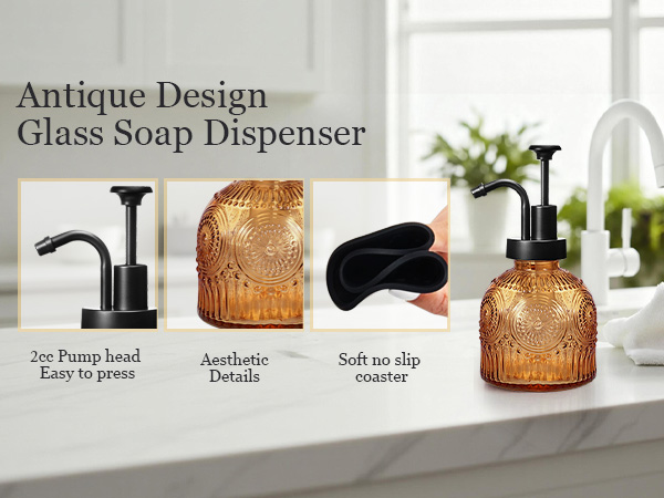 Cute small antique glass soap dispenser