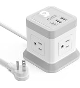 FDTEK Power Strip USB C, 4 Outlets 3 USB Ports 5 FT Extension Cord White | Space Saving Cube Shap...