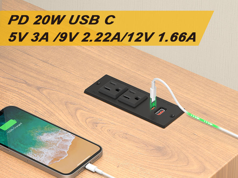 Recessed Power Strip Flat Plug