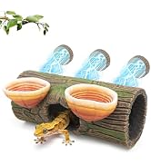 2 in 1 Magnetic Crested Gecko Hide, Reptile Hideout & Water Dish Food Bowl, Resin Hollow Log Cave...