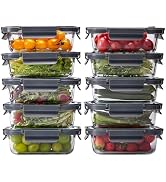Spreccio Glass Food Storage Containers with Lids, 10 Pack of 21oz, Glass Meal Prep Container with...