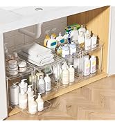 Sevenblue 4 Pack Bathroom Under Sink Organizers and Storage, 2 Tier Multi-Purpose Clear Medicine ...