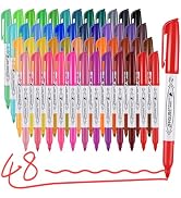 Affisure Permanent Markers Assorted Colors Set, 48 Colored Markers 48 Pack, Fine Point,Works on W...