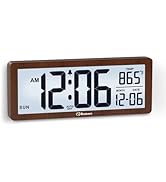 Soobest 8.5 Inch Digital Wall Clock Battery Operated with Backlight, Temperature, Date, Day & Aut...