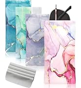 First-zgel 4 Pcs Squeeze Top Sunglass Case with Cleaning Cloth, Soft Leather Eyeglass Case Portab...