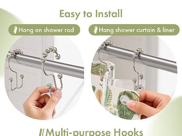 Amazer Double Shower Curtain Hooks