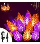Connectable C6 Halloween Lights Outdoor String 78FT 240 LED Orange Purple | 13 Modes, Timer, Dimm...