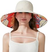 KAICAILA Women Bohemian Reversible Floral Cotton Sun Hat Wide Brim Outdoor Bucket Hats UV Protection