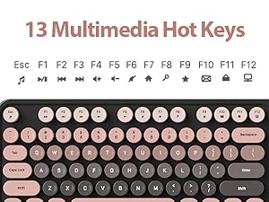 pink typewriter keyboard and mouse wireless cute colorful retro typewriter full size keyboard