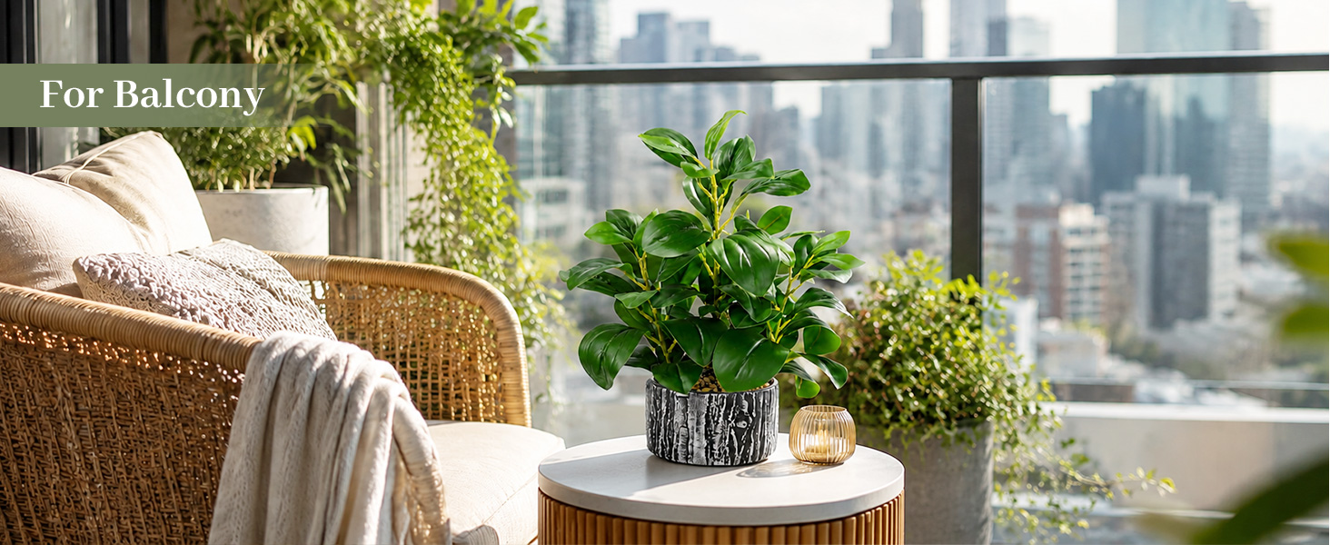 artificial green potted plant balcony side table decor