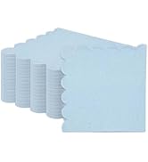 HEIPINIUYE 50 Pieces 3-ply Light Blue Napkin Disposable Scalloped Cocktail Napkins Beverage Napki...
