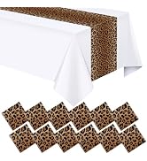 12 Pcs Leopard Print Table Runner, Waterproof Plastic Cheetah Table Runners, Jungle Safari Party ...