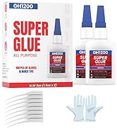 Super Glue 85g (42.5g × 2) SuperGlue All Purpose with Anti Clog Cap, 100 Pcs Gloves and Microtips...