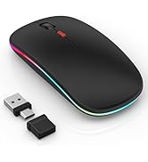 LED Wireless Mouse for Laptop/MacBook/iPad - Built-in Mouse Jiggler & 4-Mode (Bluetooth 5.2/3.0 &...