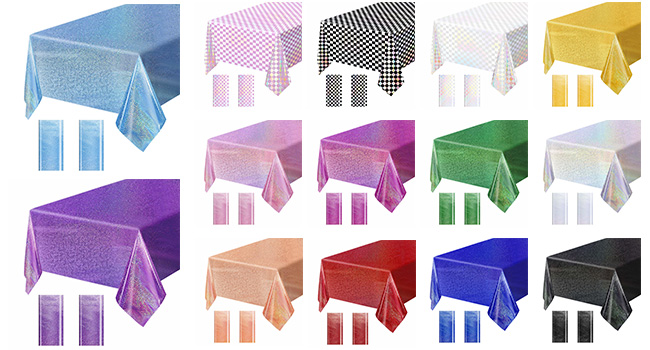 Iridescent Plastic Tablecloth Disposable Glitter Holographic Foil Table Cover Laser Rectangle cloths