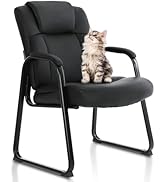 CLATINA Big & Tall 500 lb. Guest Chair, Leather Reception Chairs with Sled Base and Padded Arm Re...