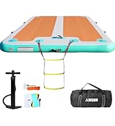AWSUM Inflatable Floating Dock, 8ft/10ft Non-Slip EVA Wood Surface Inflatable Swim Platform Dock ...