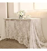 Lace Tablecloth White Wedding Tablecloths 60x120 Inch Vintage Rustic Farmhouse Table Fabric for R...