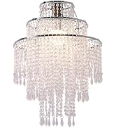 SEEYUAN 3 Tiers Acrylic Chandeliers lamp Shade, Acrylic Beaded Chandelier,Pendant Ceiling Light S...