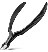 FERYES Professional 1/2 Jaw Cuticle Nippers - 4R13 Stainless Steel Cuticle Clippers with Built-in...