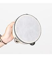 Javik Tambourine 6 Inch Hand Held Small Tambourines Drum with Metal Jingles Bell Percussion Music...