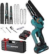 8" 1200W Brushless Electric Chainsaw with 1x4000mAh Battery-Mini Cordless Battery Powered Chainsa...