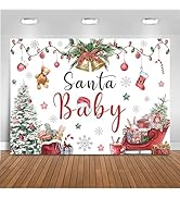 Mocsicka Christmas Baby Shower Backdrop Santa Baby Xmas Baby Shower Party Decorations Christmas B...