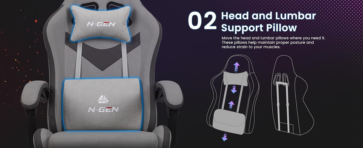 Ergonomic grey gaming chair with lumbar support swivel home office computer desk