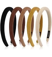 Wecoe Padded Headbands for Women 5pcs Fall & Winter Neutral Plain Sueded-Like Headbands Fashion N...