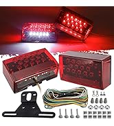 Partsam 6" Rectangular LED Combination Tail Lights Kit Red, 12V LED Submersible Sealed Rectangula...