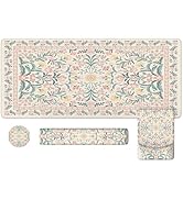 iLeadon Pink Floral Desk Mat Sets for Women Office,Large Computer Mouse Pad Mat for Desk,Ergonomi...