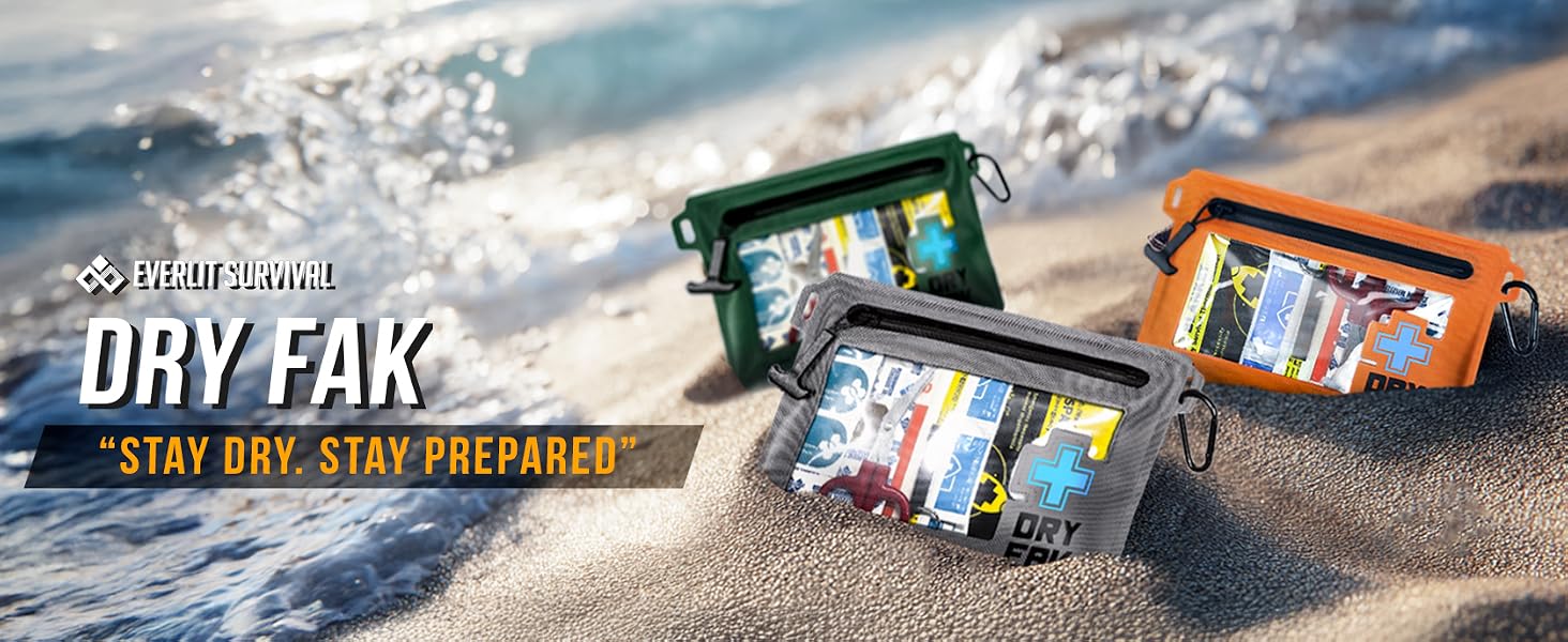 Compact Waterproof First Aid Kit for Divers, Fishing, Beach Day, Camping