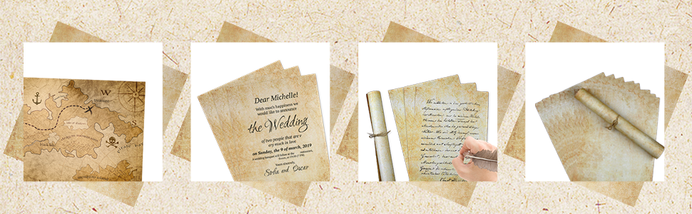 70PCS vintage paper parchment decorative printer paper letter resume art