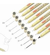 GETHPEN Micro-Line Pens 8 Black - Precision Multiliner Pens, Waterproof Archival Ink Set Fine Poi...