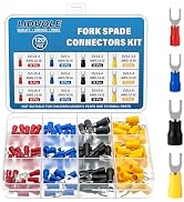 LIDUOLE 12Values #4#8#10 Fork Terminal Connectors 22-16 16-14 14-12 12-10 AWG Insulated Fork Spad...