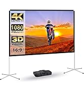 Portable Projector Screen 60inch,Movie Projection Screen,Indoor Projector Screen and Stand, 16:9 ...