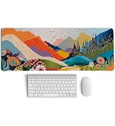 PaJiaNi Abstract Colorful Boho Mountain Wildflower Mouse Pad,Aesthetic Nature Landscape Desk Mat,...