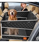 PETICON Dog Car Seat for Large Medium Dogs, One-Piece Hard Bottom Back Seat Extender for Dogs wit...