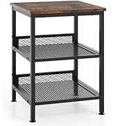 Giantex 3-Tier End Table, Industrial Telephone Table with 2 Mesh Storage Shelves, Metal Frame, 16...