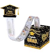 Graduation Money Box for Cash Gift Pull Surprise Money Gift Box Black and Gold Money Roll Gift Bo...