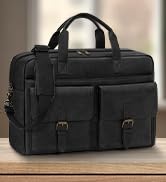 RAINSMORE Messenger Bag 16 Inch Mens Laptop Bag Vintage Leather Briefcase