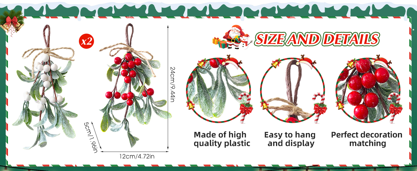 2 Pack Artificial Mistletoe Hanging Ornaments
