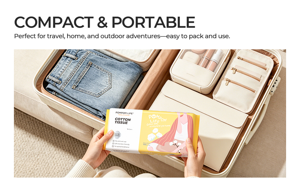 compact portable cotton tissues travel-friendly outdoor use