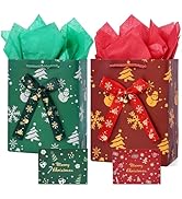 JMANNI Christmas Gift Bags, Christmas Bags with Tissue Paper, 2 Styles christmas bags for gifts, ...
