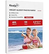 Koala Glossy Photo Paper 8.5X11 Inches 100 Sheets Compatible with Inkjet Printer 48lb