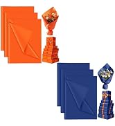 PLULON 60 Sheets Blue Tissue Paper and 60 Sheets Orange Tissue Paper Bundle